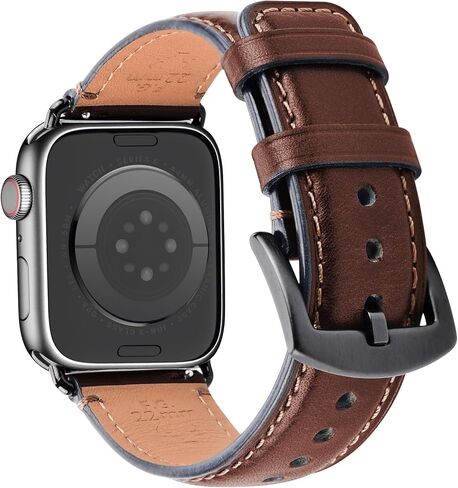 Wristitani Compatible with Apple Watch Band 49mm 45mm 44mm 42mm 41mm 40mm 38mm, Oil Wax Leather Watch Band for iWatch Series 8/7/6/SE/5/4/3/2/1, Vintage Replacement Wristband for Men Women in Saudi Arabia
