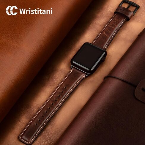 Wristitani Compatible with Apple Watch Band 49mm 45mm 44mm 42mm 41mm 40mm 38mm, Oil Wax Leather Watch Band for iWatch Series 8/7/6/SE/5/4/3/2/1, Vintage Replacement Wristband for Men Women in Saudi Arabia