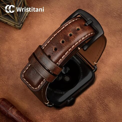 Wristitani Compatible with Apple Watch Band 49mm 45mm 44mm 42mm 41mm 40mm 38mm, Oil Wax Leather Watch Band for iWatch Series 8/7/6/SE/5/4/3/2/1, Vintage Replacement Wristband for Men Women in Saudi Arabia