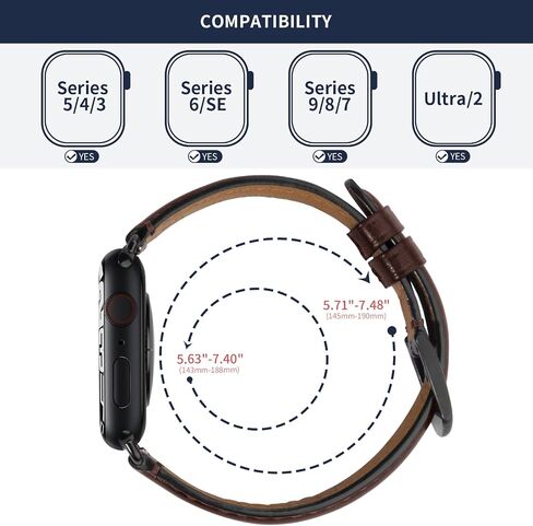 Wristitani Compatible with Apple Watch Band 49mm 45mm 44mm 42mm 41mm 40mm 38mm, Oil Wax Leather Watch Band for iWatch Series 8/7/6/SE/5/4/3/2/1, Vintage Replacement Wristband for Men Women in Saudi Arabia