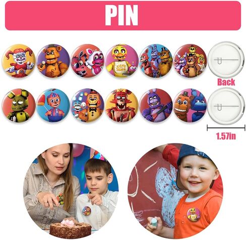 لوازم الحفلات لخمس ليالٍ فريدي، 12 قطعة من دبابيس الأزرار 12 قطعة من حلقات المفاتيح 12 قطعة، 50 ملصقًا، ديكورات حفلات أعياد ميلاد الأطفال in Kuwait