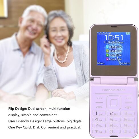 2G Flip Phone for Seniors, 2.6 inch Screen Dual SIM Unlocked Flip Cell Phone, Big Button Mobile Phone with 1400mAh Battery, Flashlight, Camera & Dial, for Kids, Elderly in Saudi Arabia