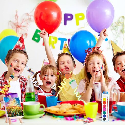 Paint Party Favors Kids Toddler Art Party Painting Canvas Watercolor Paints Art Painting Straws Keychain Temporary Tattoo Tote Bags Set for Kids Birthday Valentine Prizes(Rectangle, 84 Pcs) in Saudi Arabia