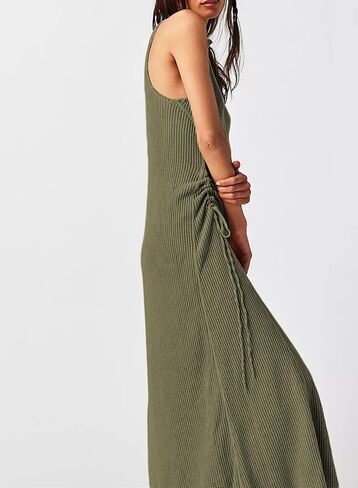 Acelitt Women Casual Summer Waffle Knit Dress Sleeveless High Neck Midi Dresses, S-XXL in Saudi Arabia