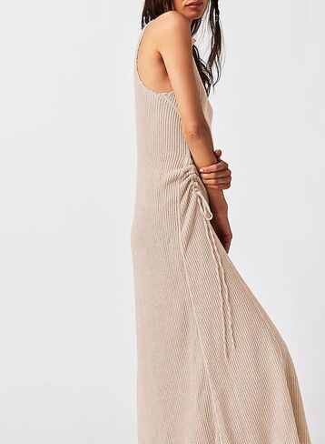 Acelitt Women Casual Summer Waffle Knit Dress Sleeveless High Neck Midi Dresses, S-XXL in Saudi Arabia