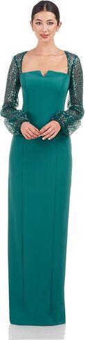 JS Collections Women's Kim Gown with Sequin Sleeve in Kuwait