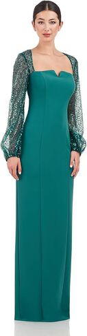 JS Collections Women's Kim Gown with Sequin Sleeve in Kuwait