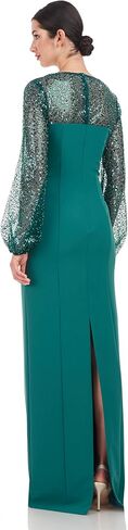 JS Collections Women's Kim Gown with Sequin Sleeve in Kuwait