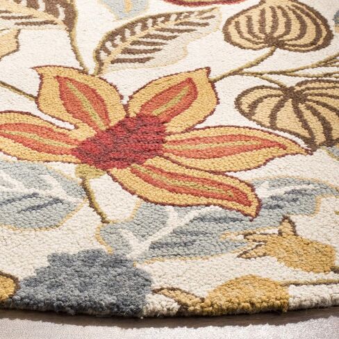 سجادة منطقة SAFAVIEH Blossom Collection - 6 أقدام مستديرة، عاجية ومتعددة، صوف زهري مصنوع يدويًا، مثالية للمناطق ذات حركة المرور العالية في غرفة المعيشة وغرفة النوم (BLM863B) in Saudi Arabia