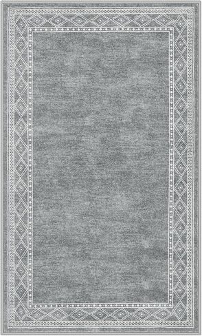 Lahome Modern Bordered Kitchen Runner Rugs Non Skid Washable- 2x6 Rug Runners for Hallways Non Slip Ultra-thin Hallway Runner, Soft Carpet Runner for Entryway Laundry Room Bedroom(2x6ft,Grey) in Saudi Arabia