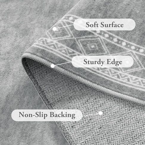 Lahome Modern Bordered Kitchen Runner Rugs Non Skid Washable- 2x6 Rug Runners for Hallways Non Slip Ultra-thin Hallway Runner, Soft Carpet Runner for Entryway Laundry Room Bedroom(2x6ft,Grey) in Saudi Arabia