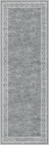 Lahome Modern Bordered Kitchen Runner Rugs Non Skid Washable- 2x6 Rug Runners for Hallways Non Slip Ultra-thin Hallway Runner, Soft Carpet Runner for Entryway Laundry Room Bedroom(2x6ft,Grey) in Saudi Arabia