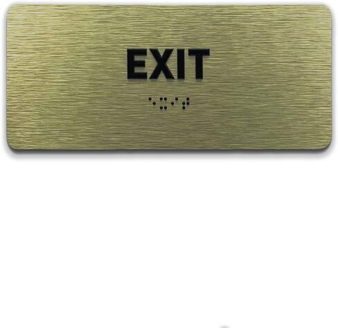 Exit Identification Sign - ADA Compliant Sign, Raised Icons, Raised Braille, Brushed Aluminum, TCO Inspection Certified (7"W x 3"H) - by GDS in Saudi Arabia