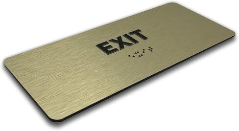 Exit Identification Sign - ADA Compliant Sign, Raised Icons, Raised Braille, Brushed Aluminum, TCO Inspection Certified (7"W x 3"H) - by GDS in Saudi Arabia