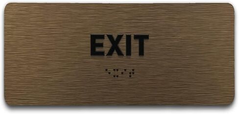 Exit Identification Sign - ADA Compliant Sign, Raised Icons, Raised Braille, Brushed Aluminum, TCO Inspection Certified (7"W x 3"H) - by GDS in Saudi Arabia