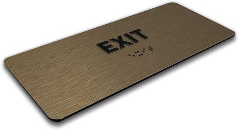Exit Identification Sign - ADA Compliant Sign, Raised Icons, Raised Braille, Brushed Aluminum, TCO Inspection Certified (7"W x 3"H) - by GDS in Saudi Arabia