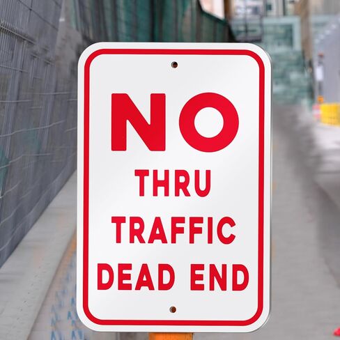 2 Pcs 12" x 18" Large Dead End Sign No Thru Traffic Sign Aluminum Weatherproof Ink Reflective Street Signs for Private Road Driveway, Easy to Install, Red on White in Saudi Arabia