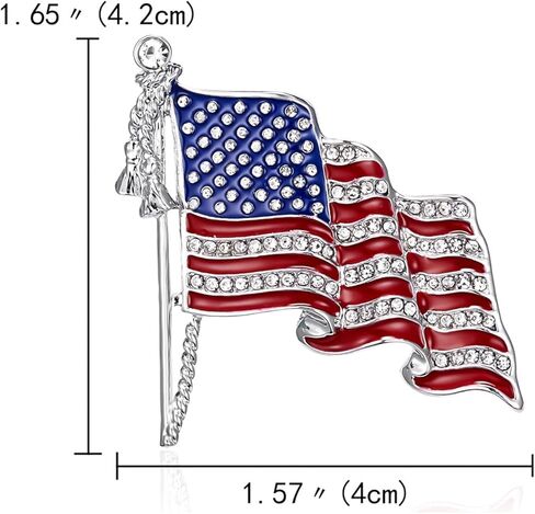 دبوس العلم الأمريكي، دبوس طية صدر السترة بالعلم الأمريكي، يلوح بدبابيس علم الولايات المتحدة الأمريكية، دبابيس شارة العلم الأمريكي، دبابيس بروش من حجر الراين المتلألئة للقبعات وحقائب الظهر، مجوهرات وطنية للنساء والرجال والفتيات in Kuwait