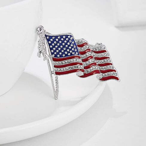 دبوس العلم الأمريكي، دبوس طية صدر السترة بالعلم الأمريكي، يلوح بدبابيس علم الولايات المتحدة الأمريكية، دبابيس شارة العلم الأمريكي، دبابيس بروش من حجر الراين المتلألئة للقبعات وحقائب الظهر، مجوهرات وطنية للنساء والرجال والفتيات in Kuwait