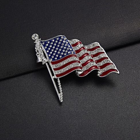 دبوس العلم الأمريكي، دبوس طية صدر السترة بالعلم الأمريكي، يلوح بدبابيس علم الولايات المتحدة الأمريكية، دبابيس شارة العلم الأمريكي، دبابيس بروش من حجر الراين المتلألئة للقبعات وحقائب الظهر، مجوهرات وطنية للنساء والرجال والفتيات in Kuwait