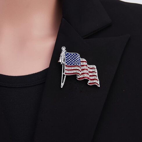 دبوس العلم الأمريكي، دبوس طية صدر السترة بالعلم الأمريكي، يلوح بدبابيس علم الولايات المتحدة الأمريكية، دبابيس شارة العلم الأمريكي، دبابيس بروش من حجر الراين المتلألئة للقبعات وحقائب الظهر، مجوهرات وطنية للنساء والرجال والفتيات in Kuwait