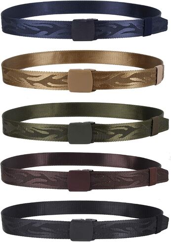 ICObuty Man Belt نايلون حزام تكتيكي عسكري 5 عبوات من القماش الكتاني حزام ويب خارجي مع مشبك بلاستيكي in Saudi Arabia