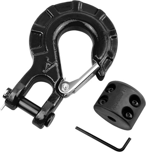 AUTOBOTS Upgrade Heavy Duty Winch Hook Forged Steel 3/8" Grade 70 Safety Latch Winch Cable Hook Stopper & Clevis Slip Winch Hook Sets, Max 35,000 lbs,Black in Saudi Arabia