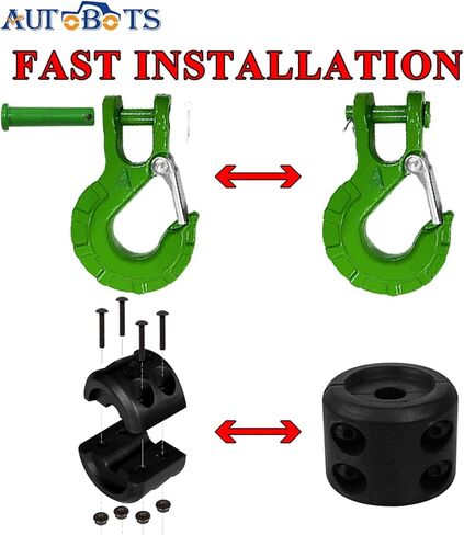 AUTOBOTS Upgrade Heavy Duty Winch Hook Forged Steel 3/8" Grade 70 Safety Latch Winch Cable Hook Stopper & Clevis Slip Winch Hook Sets, Max 35,000 lbs,Black in Saudi Arabia