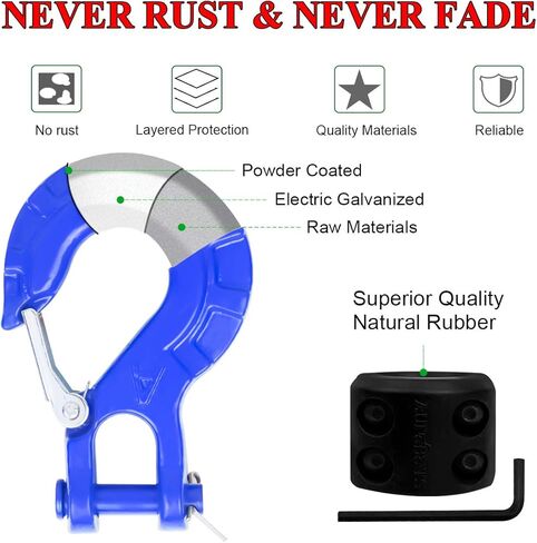 ترقية خطاف الونش عالي التحمل من الفولاذ المطروق 3/8 بوصة درجة 70 درجة أمان وسدادة خطاف ونش وربطة Clevis، بحد أقصى 35000 رطل، أسود in Kuwait