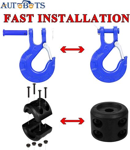 ترقية خطاف الونش عالي التحمل من الفولاذ المطروق 3/8 بوصة درجة 70 درجة أمان وسدادة خطاف ونش وربطة Clevis، بحد أقصى 35000 رطل، أسود in Kuwait