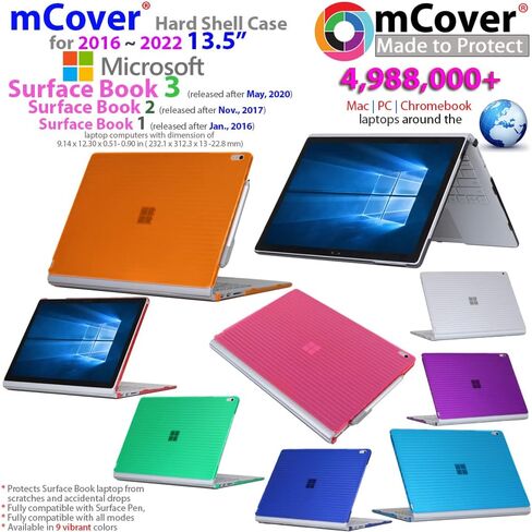 mCover Case Compatible for 2016~2022 13.5" Microsoft Surface Book 1/2 / 3 with Detachable Tablet Display ONLY (NOT Fitting Cheaper Surface Laptop Models) - Clear in Saudi Arabia