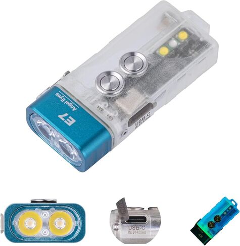 RovyVon E5 Keychain Flashlights USB C Rechargeable AAA Battery Compatible, 4000K High CRI Flat Pocket EDC Flashlight Dual Power Sources Daily EDC Gear for Men Camping, Hiking(White+Red Sidelight) in Kuwait