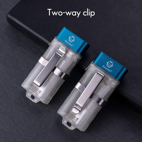 RovyVon E5 Keychain Flashlights USB C Rechargeable AAA Battery Compatible, 4000K High CRI Flat Pocket EDC Flashlight Dual Power Sources Daily EDC Gear for Men Camping, Hiking(White+Red Sidelight) in Kuwait