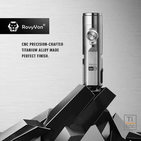 مصباح يدوي RovyVon A4 Pro من التيتانيوم، مصباح يدوي فائق السطوع 650 لومن من التيتانيوم يعمل ببطارية قابلة لإعادة الشحن، مصباح يدوي ممتاز EDC للمنزل والخارج والمهرجانات in Saudi Arabia