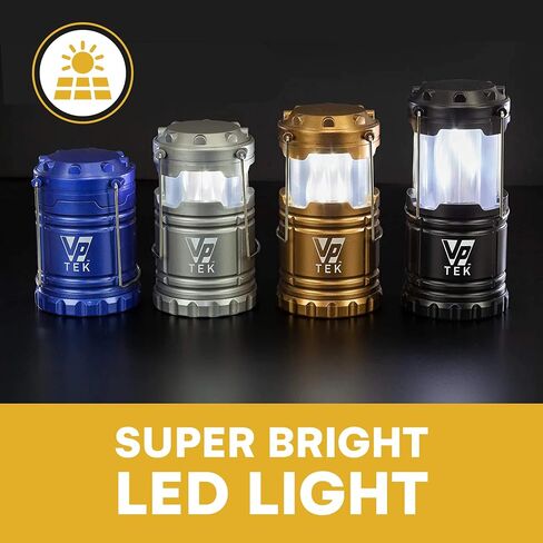 فانوس LED قابل للطي مع تقنية COB فائقة السطوع 300 لومن (4 عبوات) (أسود، نحاسي معدني، أزرق كوبالت، فضي معدني) in Saudi Arabia