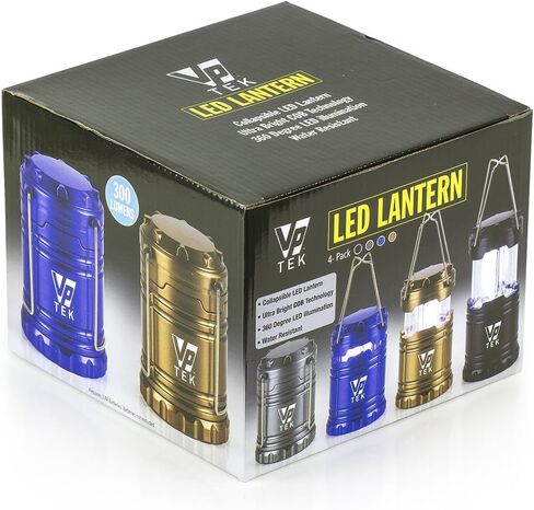 فانوس LED قابل للطي مع تقنية COB فائقة السطوع 300 لومن (4 عبوات) (أسود، نحاسي معدني، أزرق كوبالت، فضي معدني) in Saudi Arabia