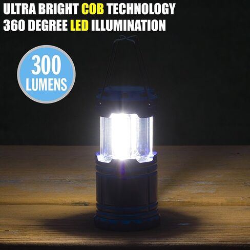 فانوس LED قابل للطي مع تقنية COB فائقة السطوع 300 لومن (4 عبوات) (أسود، نحاسي معدني، أزرق كوبالت، فضي معدني) in Saudi Arabia