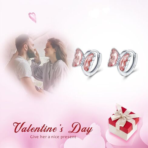 أقراط فراشة من EleQueen للنساء، 925 من الفضة الإسترلينية مكعبة زركونيا لطيفة على شكل فراشة نائمة أقراط هوجي هوب صغيرة للنساء in Kuwait