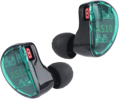 KZ AS10, LINSOUL 5BA HiFi Stereo in-Ear Earphone High Resolution Earbud Headphone with 0.75mm 2 pin Cable, Five Balanced Armature Drivers, Noise Cancelling (Without Mic, Black) in Saudi Arabia
