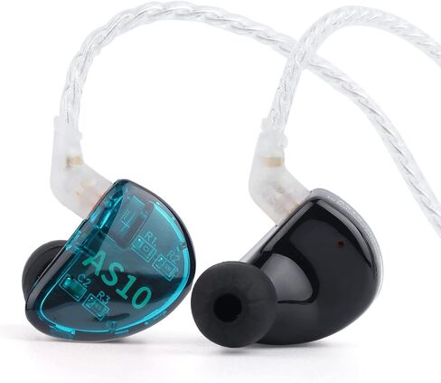 KZ AS10, LINSOUL 5BA HiFi Stereo in-Ear Earphone High Resolution Earbud Headphone with 0.75mm 2 pin Cable, Five Balanced Armature Drivers, Noise Cancelling (Without Mic, Black) in Saudi Arabia