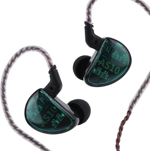 KZ AS10, LINSOUL 5BA HiFi Stereo in-Ear Earphone High Resolution Earbud Headphone with 0.75mm 2 pin Cable, Five Balanced Armature Drivers, Noise Cancelling (Without Mic, Black) in Saudi Arabia
