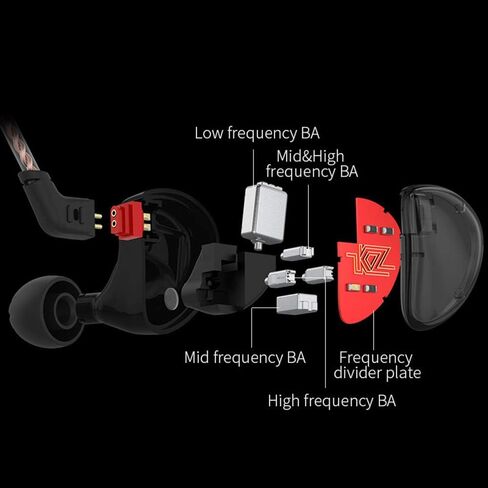 KZ AS10، سماعة أذن LINSOUL 5BA HiFi ستيريو داخل الأذن عالية الدقة مع كابل 0.75 مم 2 دبوس، خمسة برامج تشغيل محرك متوازن، إلغاء الضوضاء (بدون ميكروفون، أسود) in Saudi Arabia