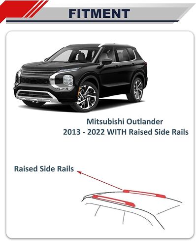 يصلح لميتسوبيشي أوتلاندر 2013-2021 رف سقف ألومنيوم قابل للتعديل قضبان متقاطعة تصميم مضاد للسرقة للسقف مع سياج جانبي (2 قطعة) in Kuwait