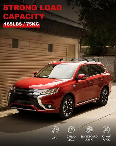 يصلح لميتسوبيشي أوتلاندر 2013-2021 رف سقف ألومنيوم قابل للتعديل قضبان متقاطعة تصميم مضاد للسرقة للسقف مع سياج جانبي (2 قطعة) in Kuwait