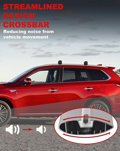 يصلح لميتسوبيشي أوتلاندر 2013-2021 رف سقف ألومنيوم قابل للتعديل قضبان متقاطعة تصميم مضاد للسرقة للسقف مع سياج جانبي (2 قطعة) in Kuwait