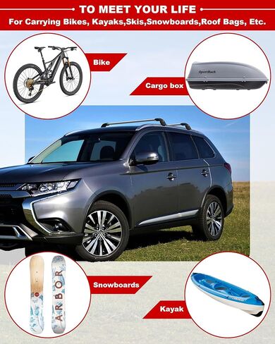 يصلح لميتسوبيشي أوتلاندر 2013-2021 رف سقف ألومنيوم قابل للتعديل قضبان متقاطعة تصميم مضاد للسرقة للسقف مع سياج جانبي (2 قطعة) in Kuwait