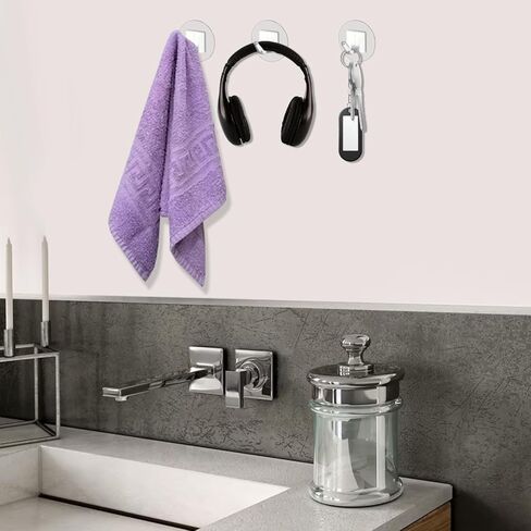 Qianyu 30 Pcs Adhesive Wall Hooks Heavy Duty Clear Sticky Hangers Waterproof Seamless Transparent Acrylic Utility Hook Without Nails for Hanging Towel Kitchen Utensils Bathroom Office in Saudi Arabia