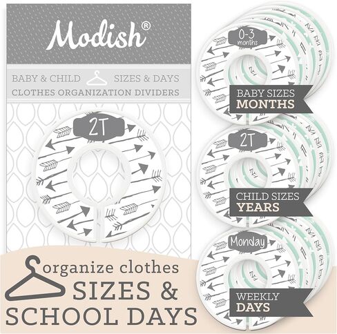Baby Clothes Closet Organization, Hanging Size Dividers: Months & Years, Modish Labels Days of The Week Organizers: Daycare & Back to School, Girl Boy Neutral White Black Boho Safari Arrows Woodland in Saudi Arabia