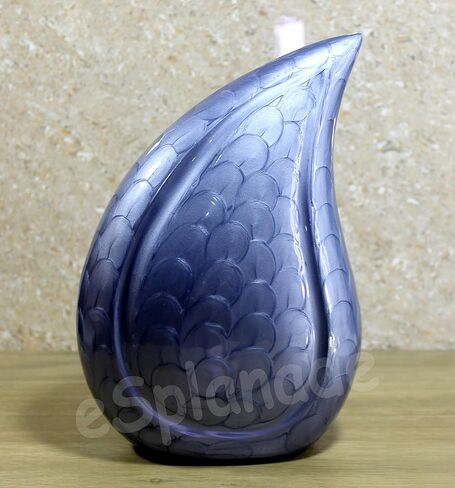 eSplanade Metal Cremation Urn Memorial Jar Pot Container | Full Size Embossed Urn for Ashes Funeral Burial | Teardrop Metal Urns | Violet - 10" Inches in Saudi Arabia