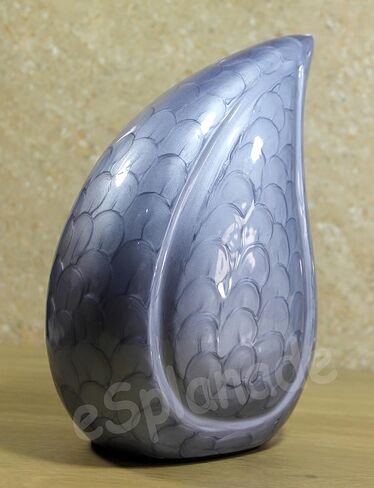 eSplanade Metal Cremation Urn Memorial Jar Pot Container | Full Size Embossed Urn for Ashes Funeral Burial | Teardrop Metal Urns | Violet - 10" Inches in Saudi Arabia